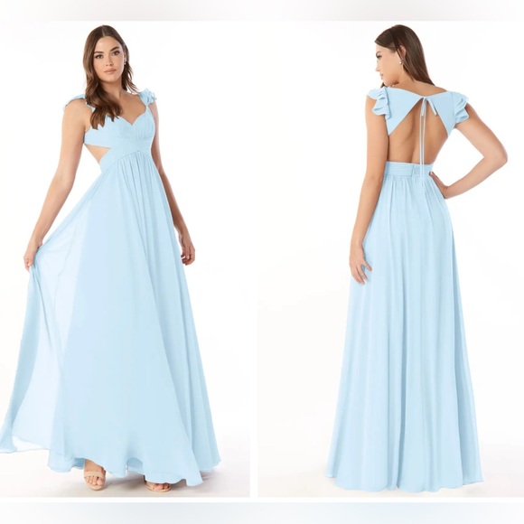 Azazie Dresses & Skirts - Azazie Light Blue Backless Dress